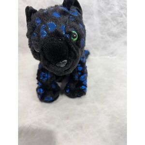 Wild Republic Black Panther Plush Blue Metallic Leopard Spots Green Eyes Stuffed